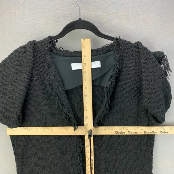 **SOLD**Iro Jacket Womens 40 US 8 Black Open Front Boucle Shavani Fringe Short - Picture 9 of 15